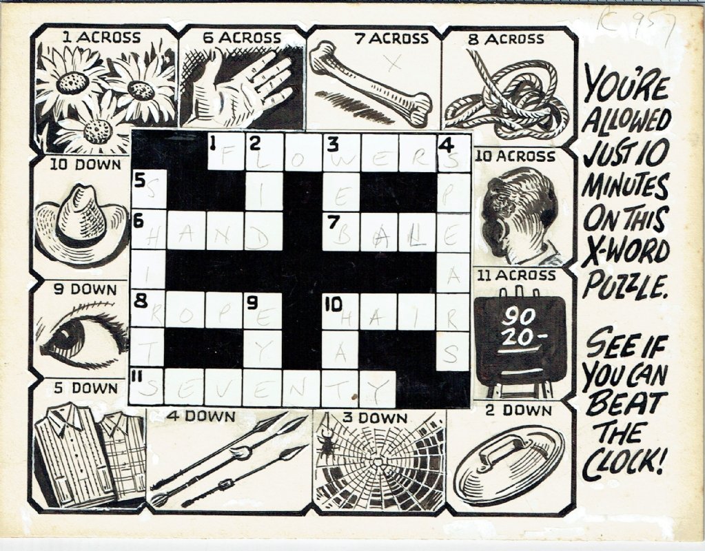 Crossword puzzle artwork (1960s) 1 in * HoxtonArcade s Puzzle