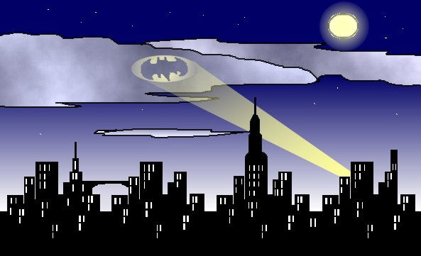 Batsignal, in Luiz Oliveira's digital art Comic Art Gallery Room