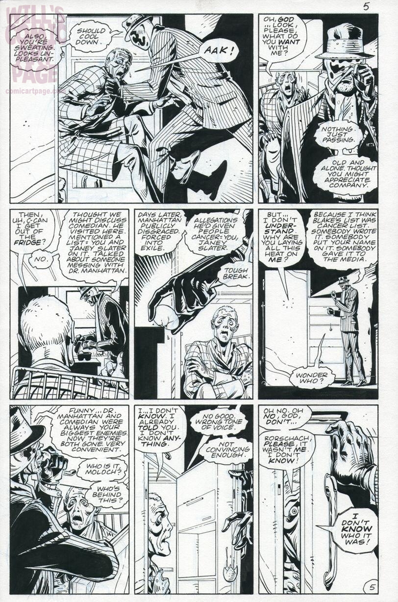 Watchmen 5 Pg 5 Dc 1987 Rorschach Interrogation Scene In Will Gabri El S Dearly Departed Comic Art Gallery Room