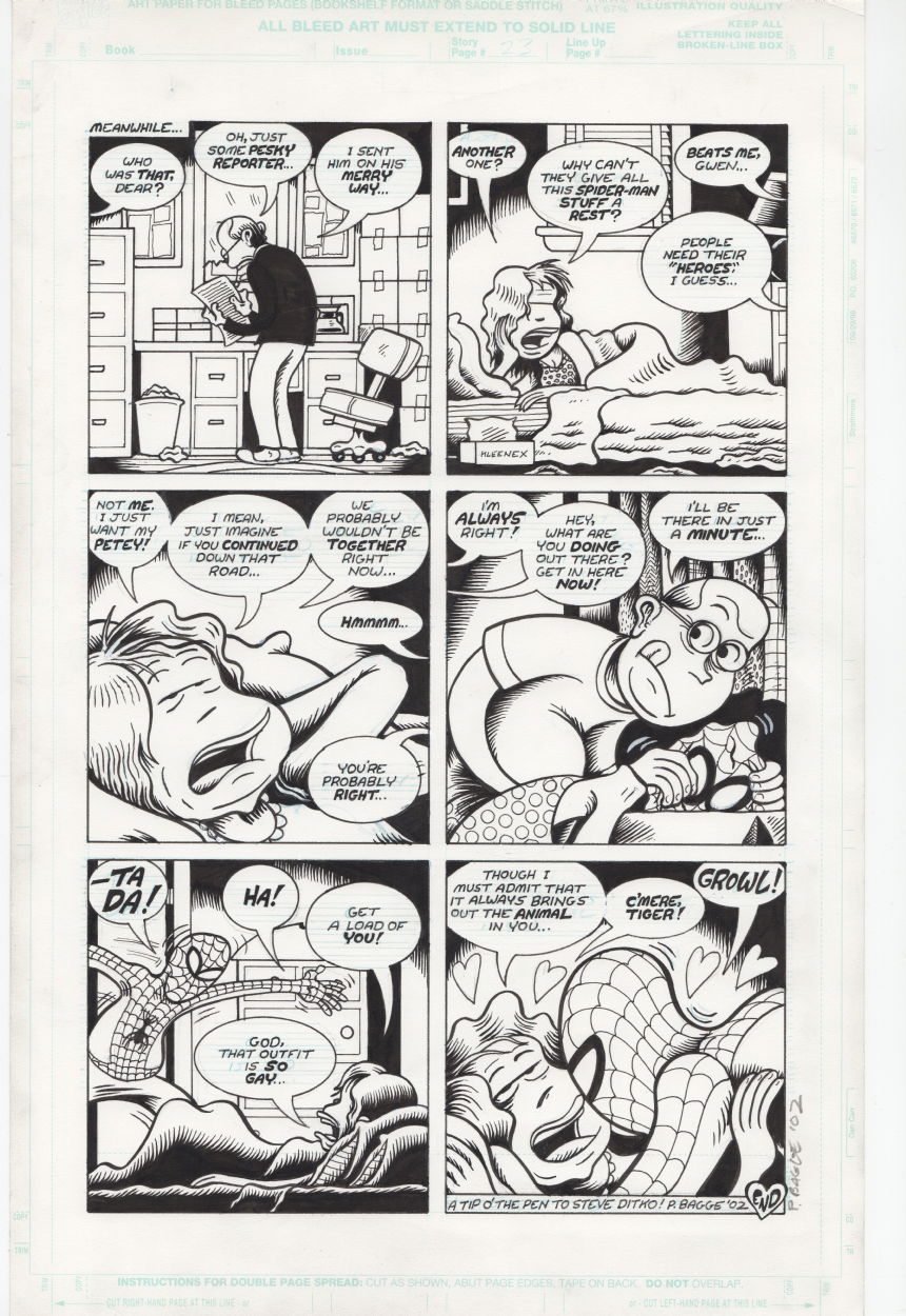 Peter Bagge Spiderman , in dale jackson's Peter Bagge Comic Art Gallery Room