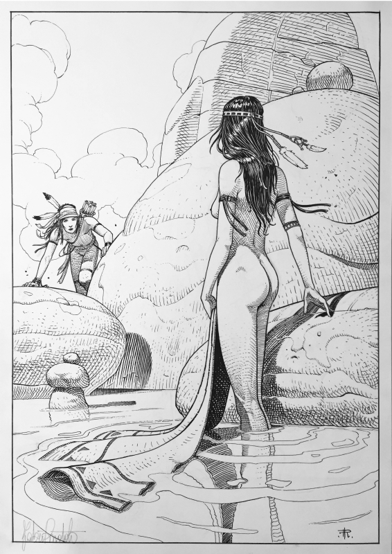 The Lovers, Sexy Indian Tarot card Illustration by Fabio Ruotolo , in  Giacomo Iori's SOLD/TRADED Comic Art Gallery Room
