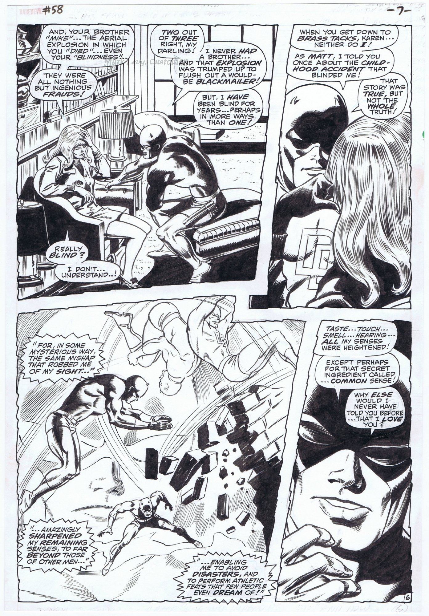 Colan  Shores - DD 58 - Daredevil ID to Karen Page, p 3 of 3, in Mark  Levy's 5. Character - Daredevil Comic Art Gallery Room
