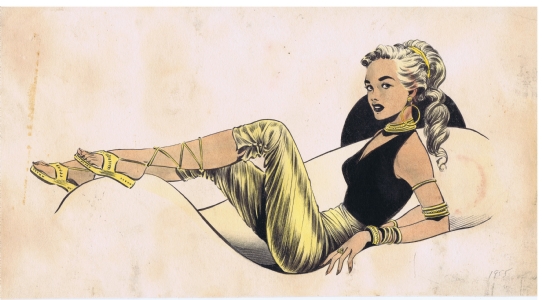 Everett - 'Yellow Pants' Pin-up, circa 1955, Comic Art