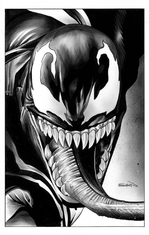 Venom, in Randy Siplon's Black & White Comic Art Gallery Room
