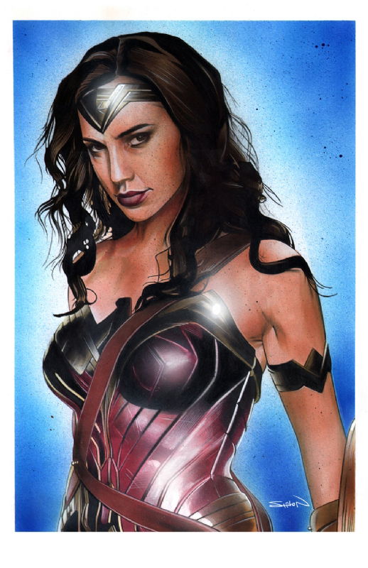 Gal Gadot Wonder Woman In Randy Siplons Color Comic Art Gallery Room 