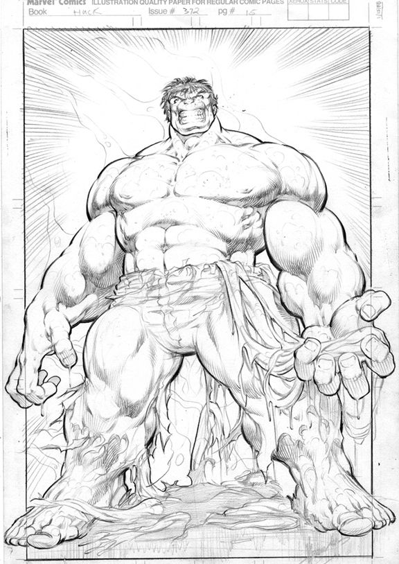 Dale Keown Unused HULK Splash In TIM TOWNSEND S DALE KEOWN Comic Art Gallery Room