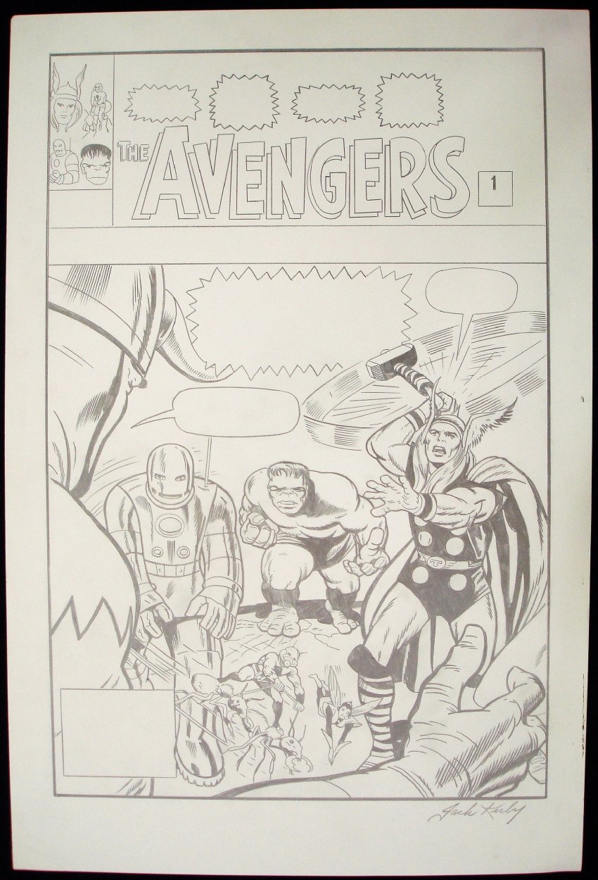 JACK KIRBY AVENGERS #1 COVER RECREATION, in vince oliva's KIRBY, JACK (AND  SIMON & KIRBY) - GOLD & SILVER AGE ART Comic Art Gallery Room