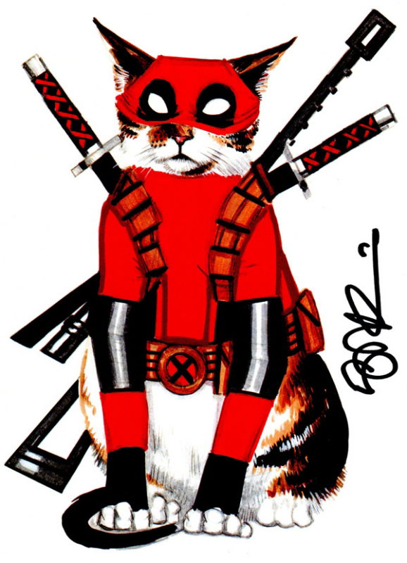 Deadpool Cat Print by Scott Blair, in Nancy Young's Prints, Posters