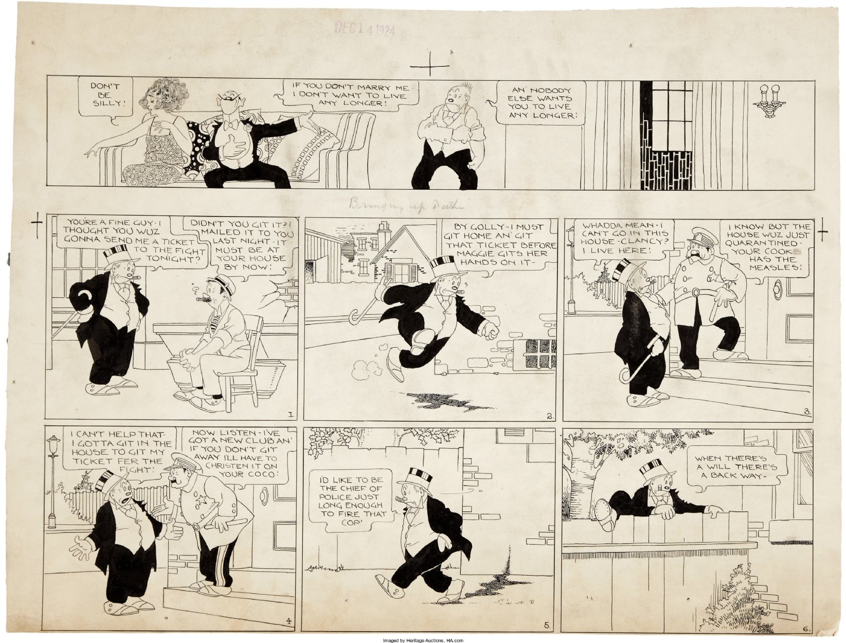 Bringing Up Father Sunday Strip 12 14 1924 In Max C S Z Dearly Departed Comic Art Gallery Room