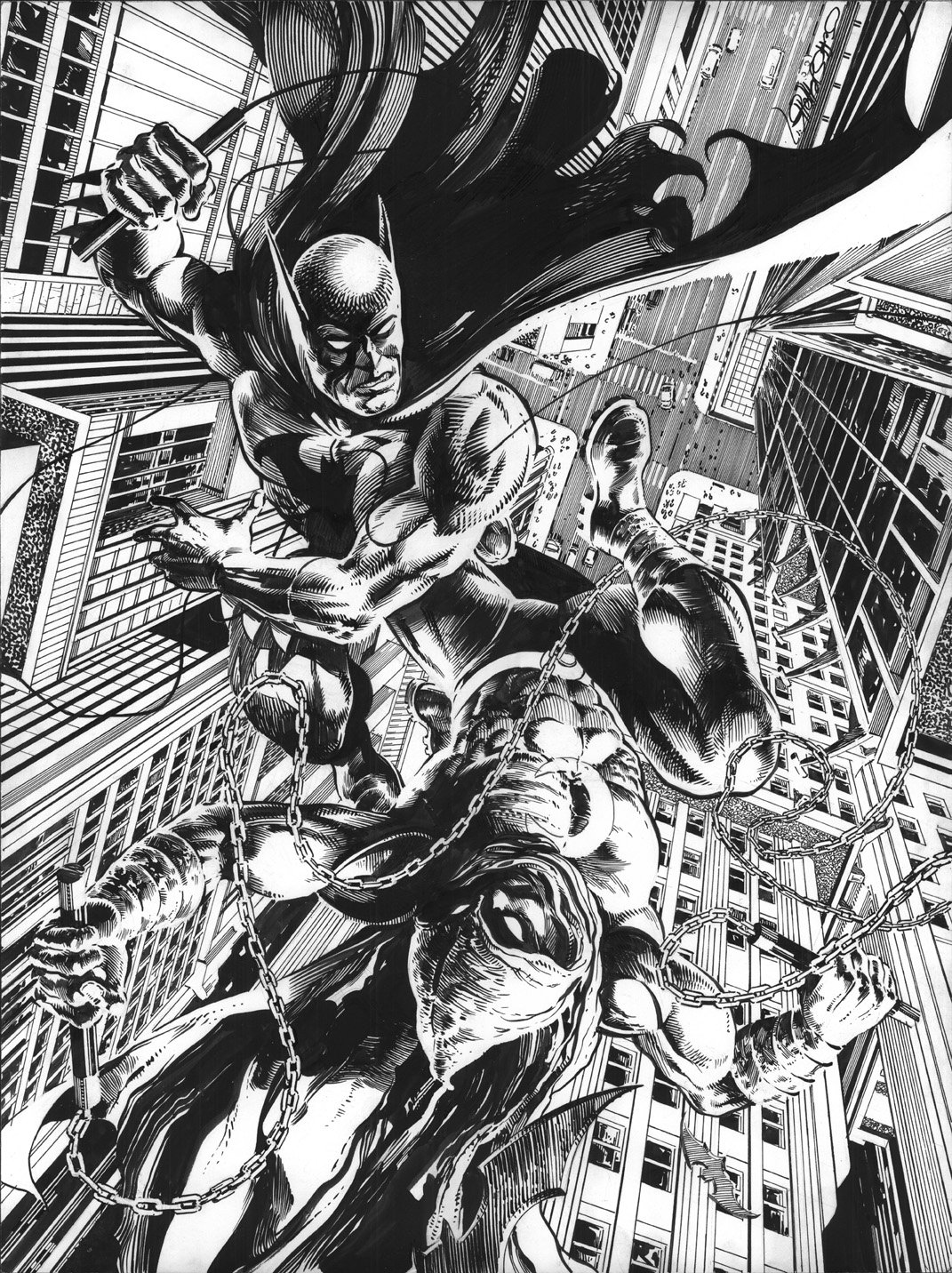 Moonknight Vs Batman, in Jeff Slemons's Art For Sale Comic Art Gallery Room