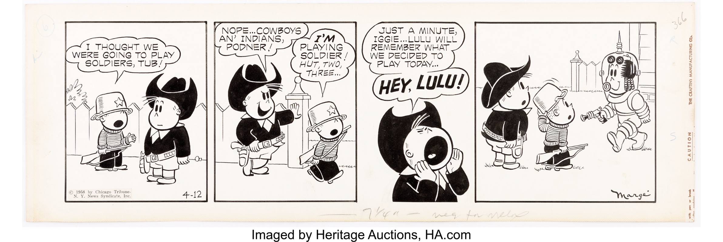 Little Lulu comic strip 04-12-1958, in Tom Field's STOLEN! Comic Art  Gallery Room