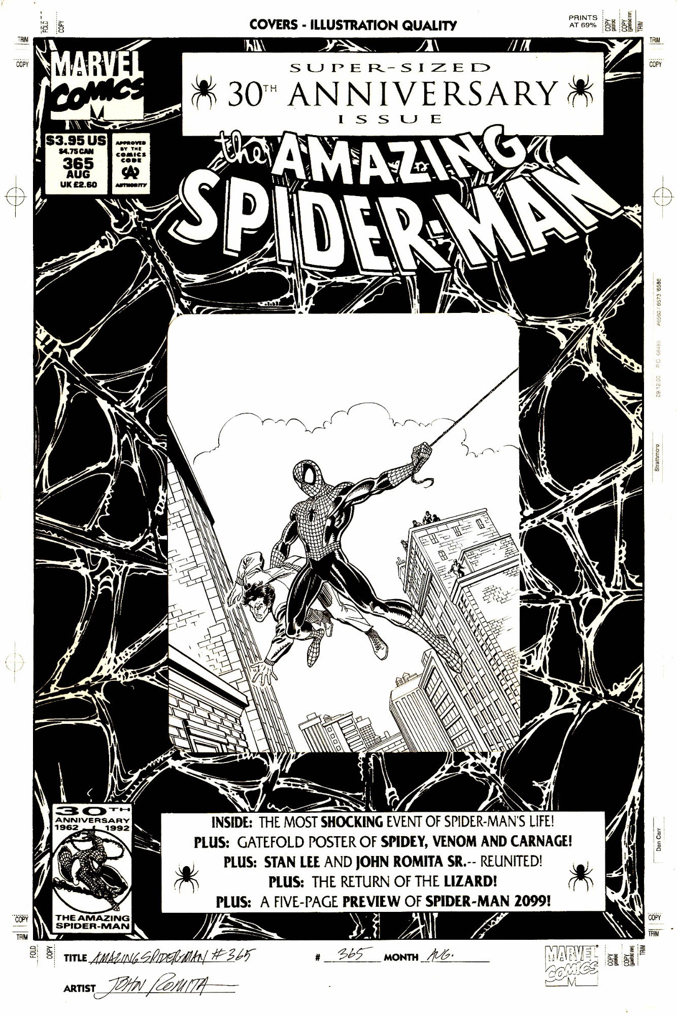 AMAZING FANTASY # 15 COVER RECREATION 1ST SPIDER-MAN ORIGINAL COMIC COLOR  ART