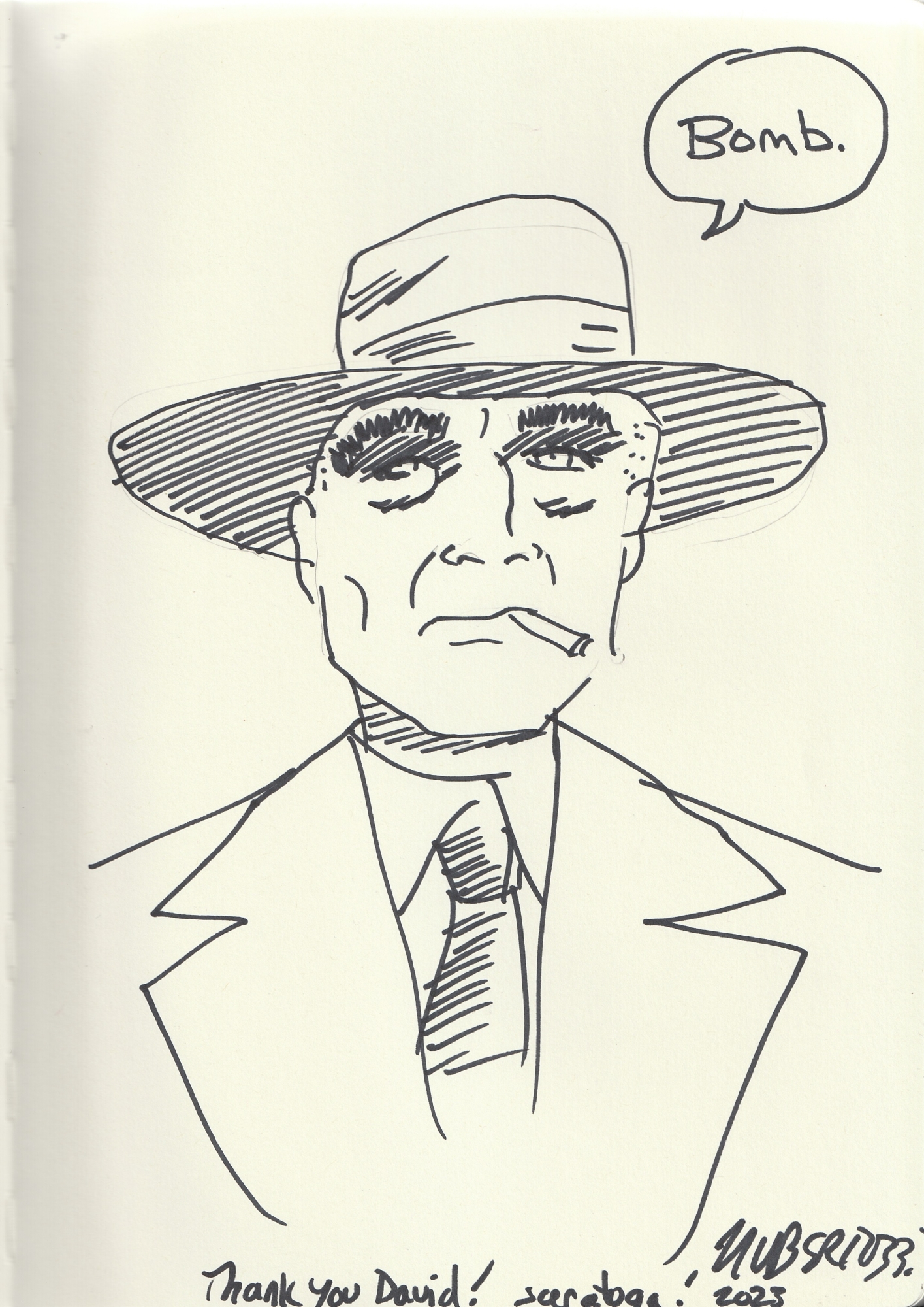 J. Robert Oppenheimer sketch, in David D.'s Bertozzi, Nick Comic Art