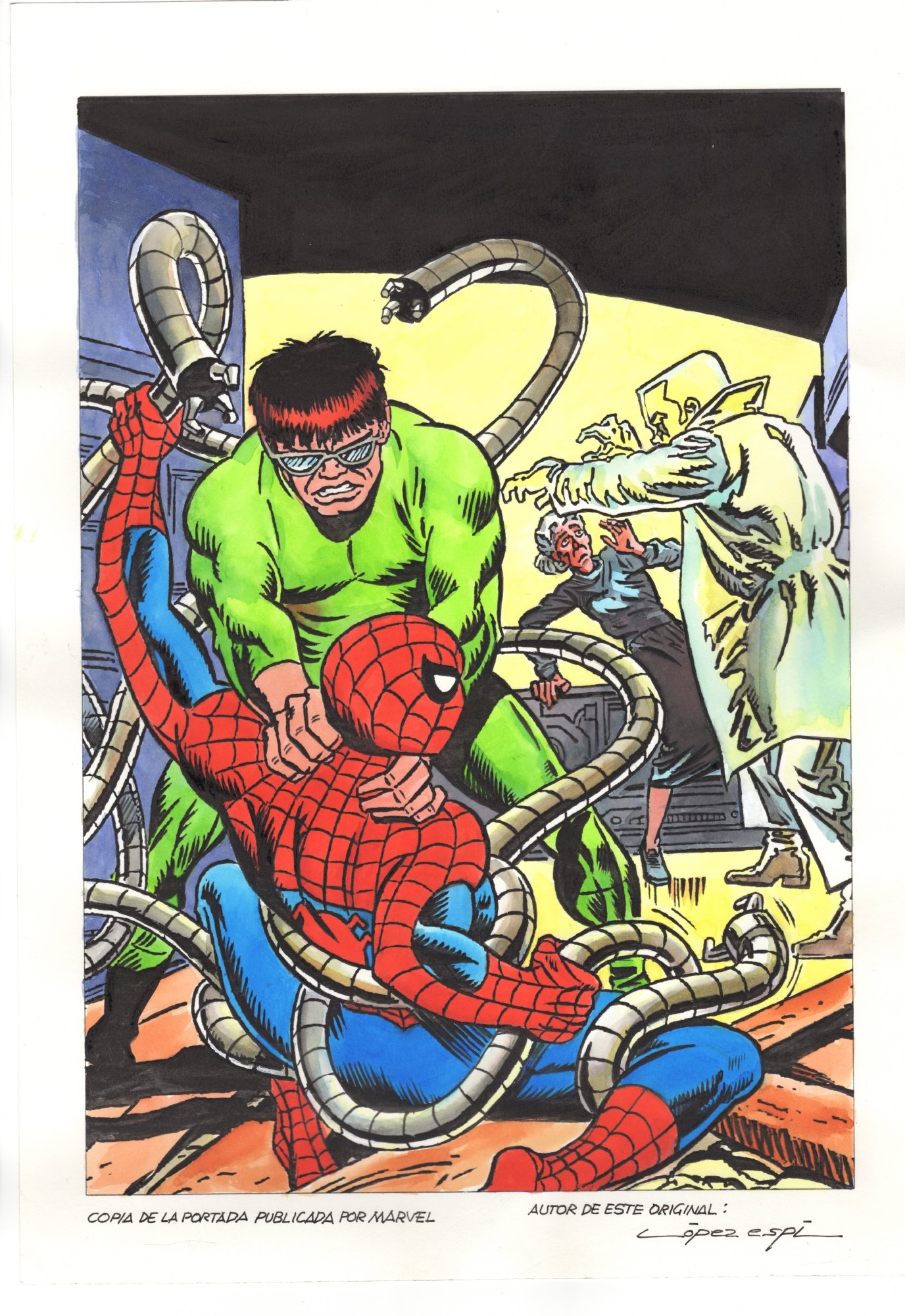 Spiderman El Hombre Araña #63E Vertice cover Lopez Espi Amazing Spider-man  Spectacular Friendly Neighborhood Spidey Superior Doctor Octopus Aunt May  Hammerhead, in R. Meza's Commissions and convention sketches Comic Art  Gallery Room