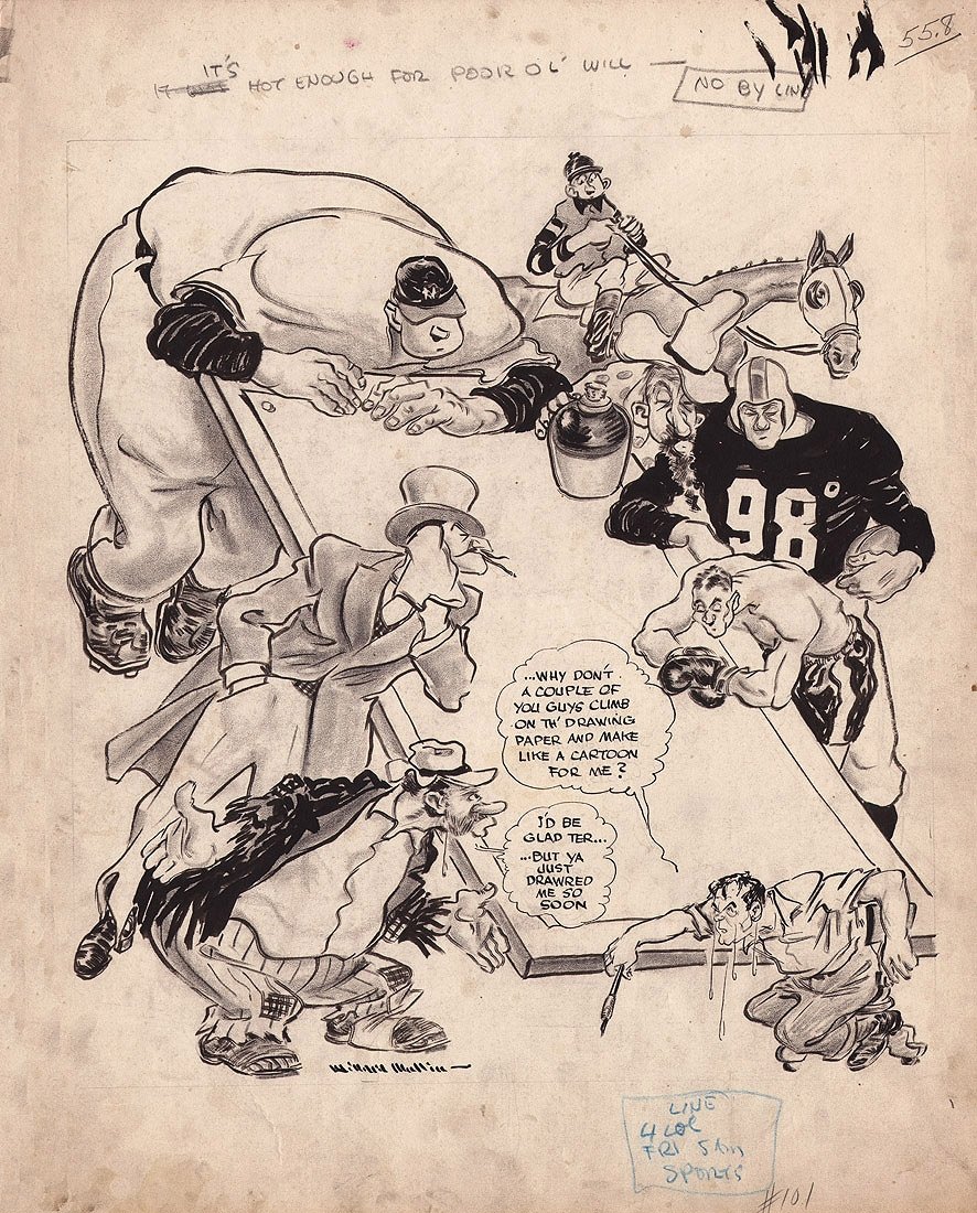 Willard Mullin Original Cover Artwork for 1954 Brooklyn Dodgers
