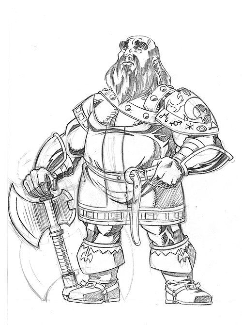 Dwarf 2, in Pierre Villeneuve's RPG artwork Comic Art Gallery Room