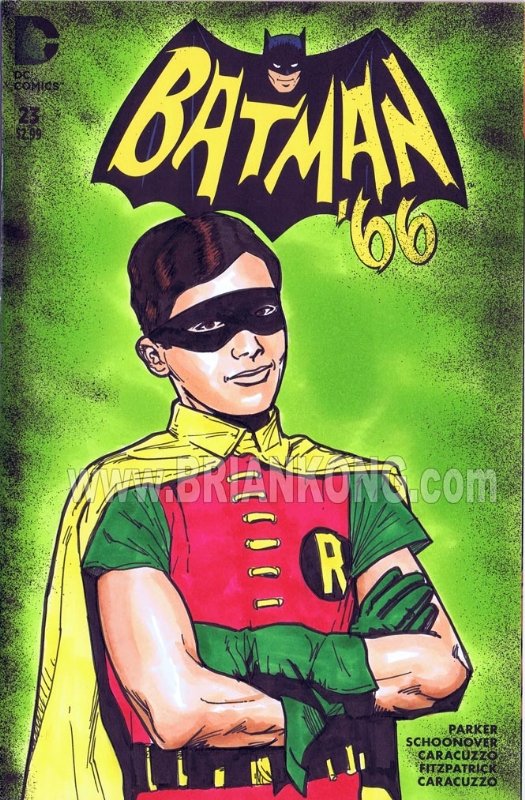 BATMAN 66 #23 ROBIN original sketch cover , in Brian Kong's Sketch covers  Comic Art Gallery Room