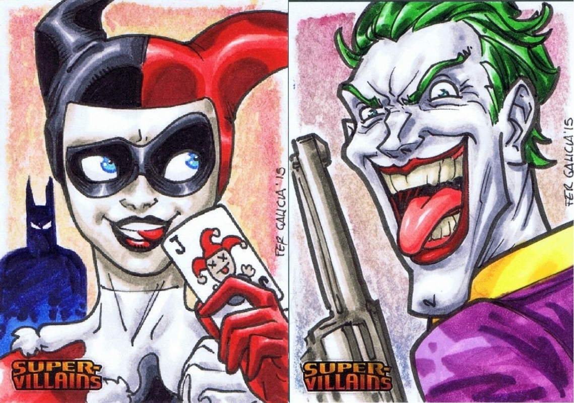 Joker And Harley Quinn Sketch Cards In T N T S My Sketch Card Gallery Comic Art Gallery Room