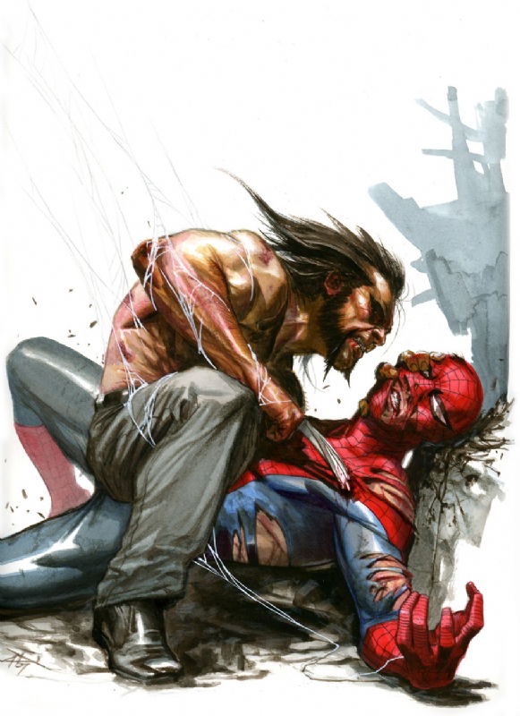 GABRIELE DELL'OTTO:SPIDER MAN VS LOGAN ORIGINAL ART, in David C.'s GABRIELE  DELL'OTTO SPIDER MAN Comic Art Gallery Room