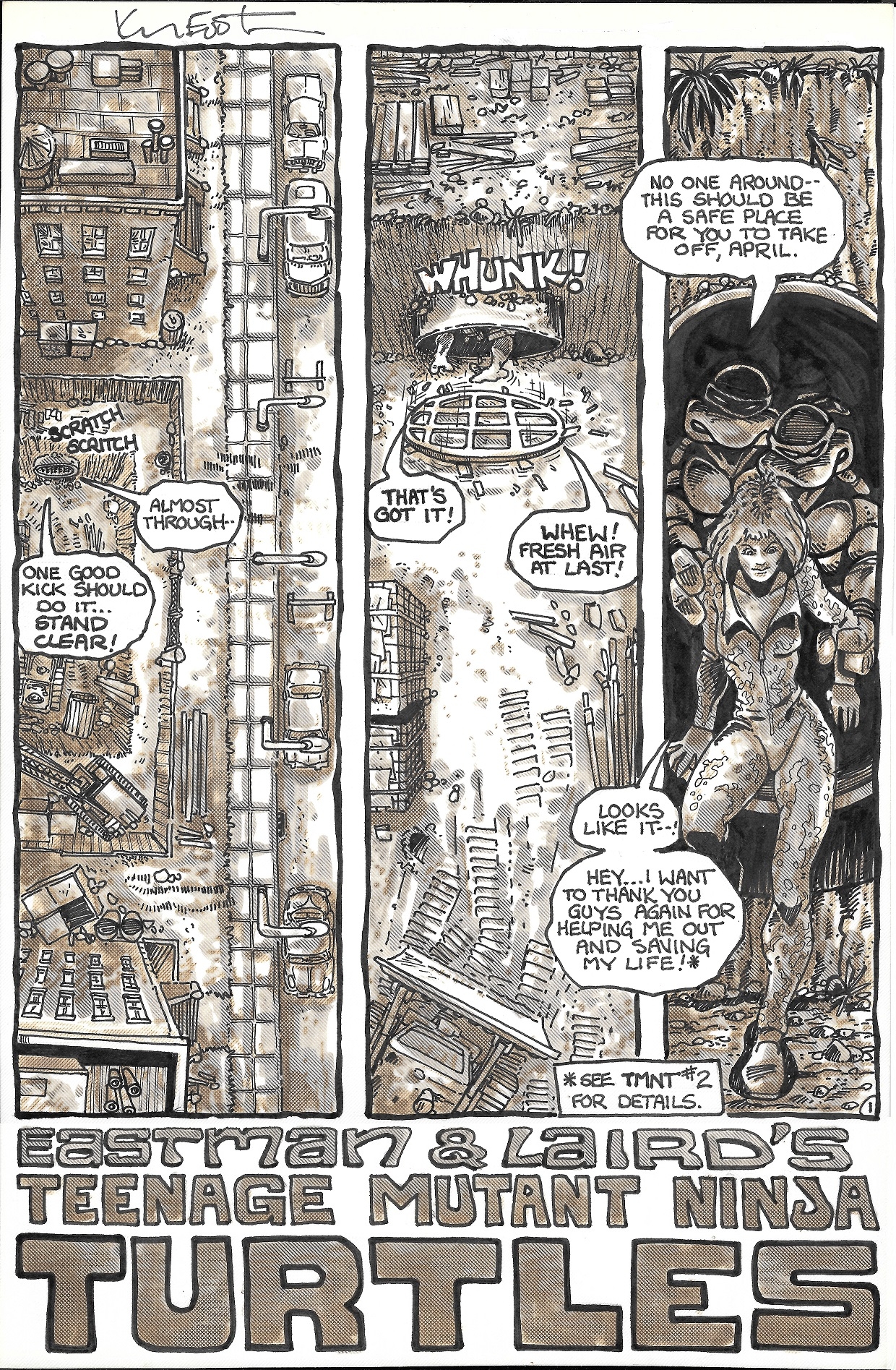 Teenage Mutant Ninja Turtles #3 Title pg 1 (TMNT) 1985 Comic Art