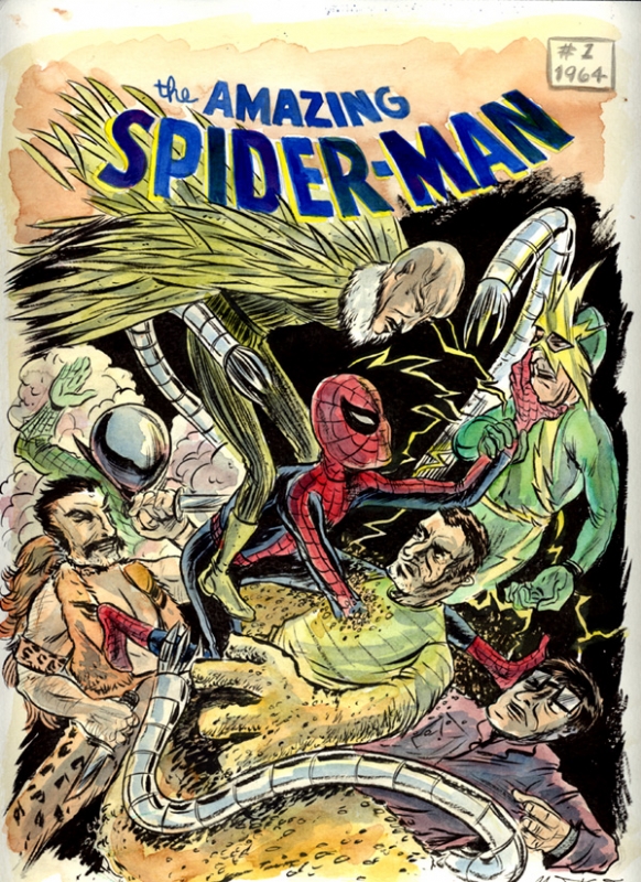 Spider-man Annual #1 cover recreation. Comic Cover Avengers Fantastic Sinister Four, Gallery X-Men, Spider-Man, reinterpretations: in Room Six!, Low\'s Art Shawn