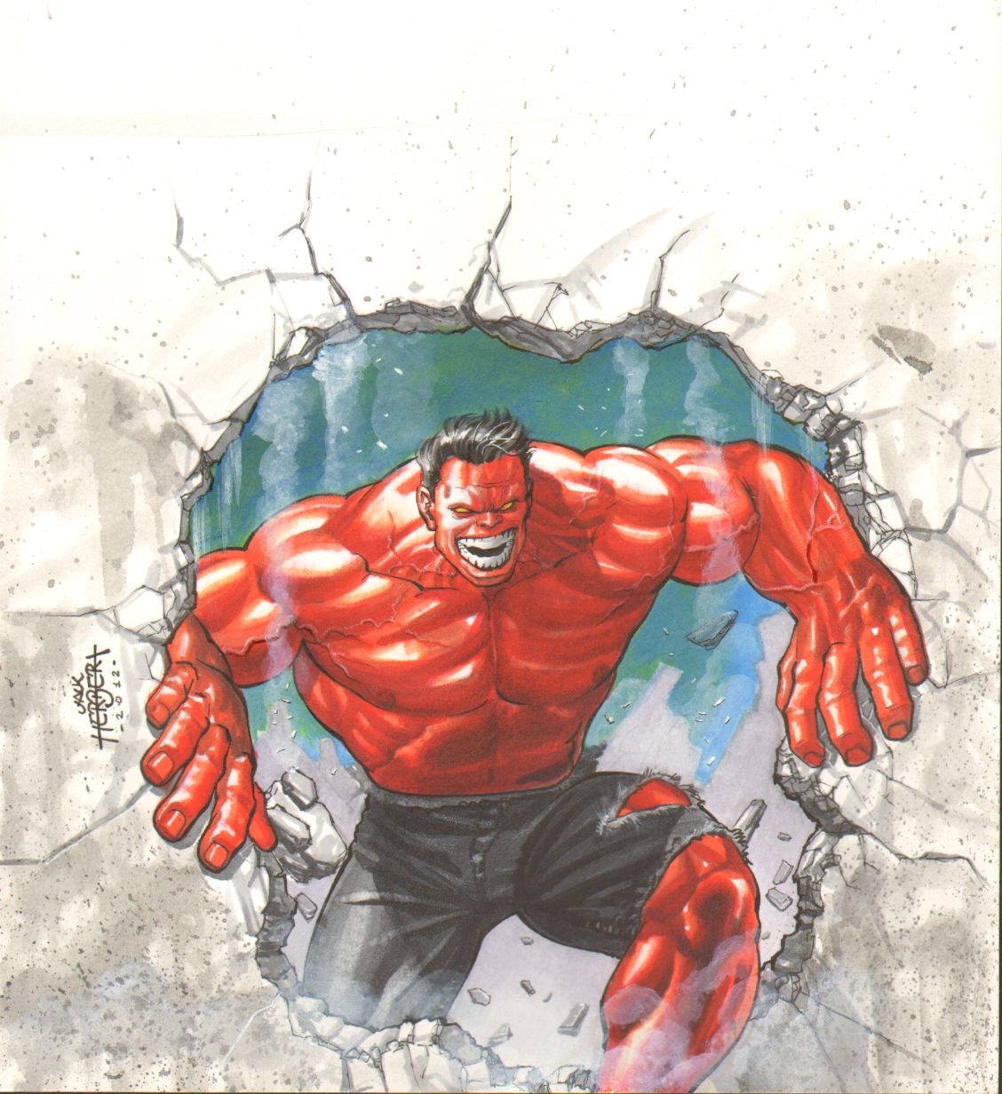 RED HULK - How to draw Ultimate Red Hulk in three minutes - YouTube