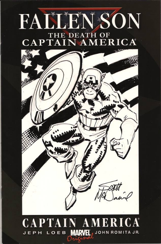 Fallen Son Blank - Captain America Sketch - Scott McDaniel Comic Art