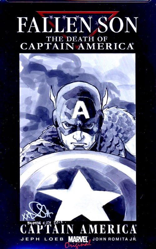 Fallen Son Blank Captain America Sketch Nicola Scott Cgc 9 8 In Daniel Partouche S Sketch Covers Fallen Son Comic Art Gallery Room