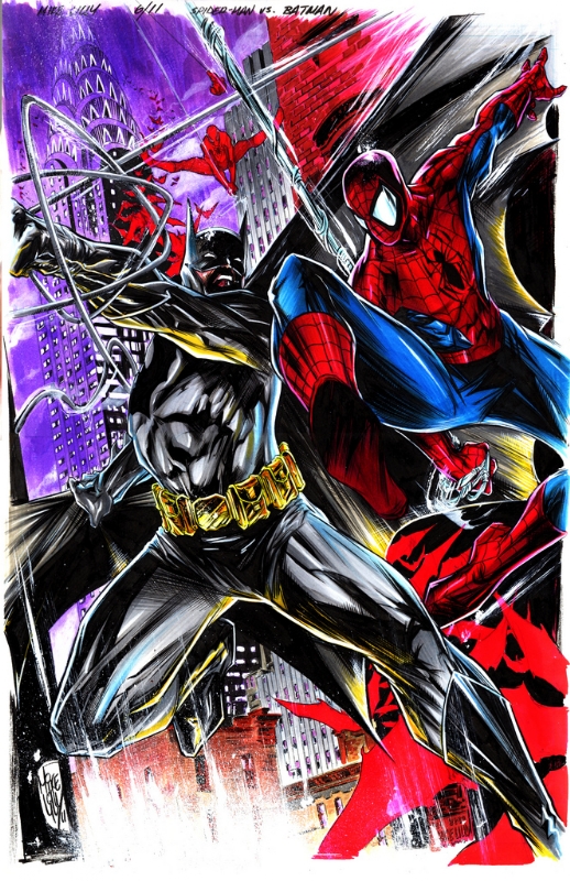 Batman vs. Spider-Man Color., in Mike Lilly's Commissions Comic Art Gallery  Room
