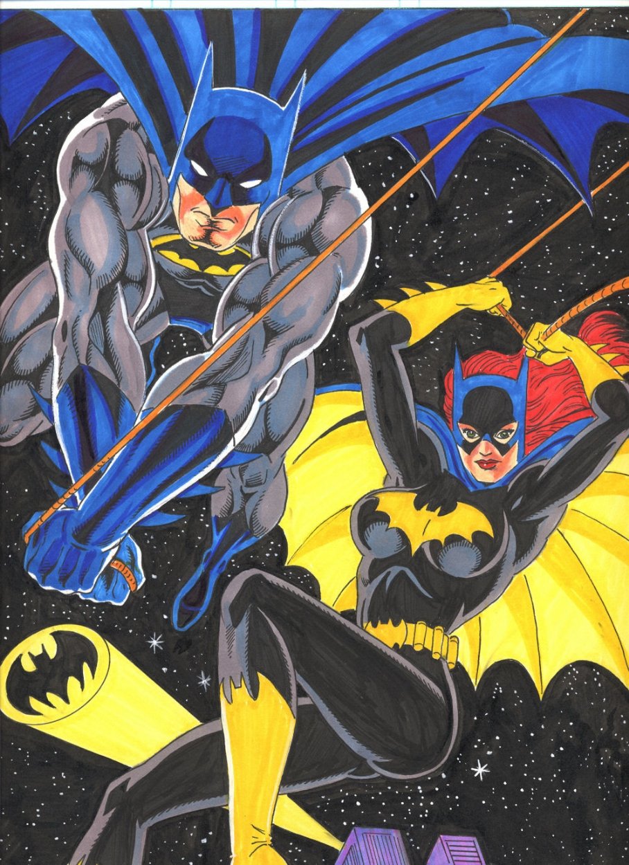 Batgirl & Batman, in Robb Phipps's Color Comic Art Gallery Room