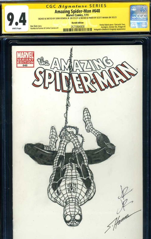 CGC SS Amazing Spider-Man #648 SKETCH BY JOHN ROMITA JR & INKED BY ...