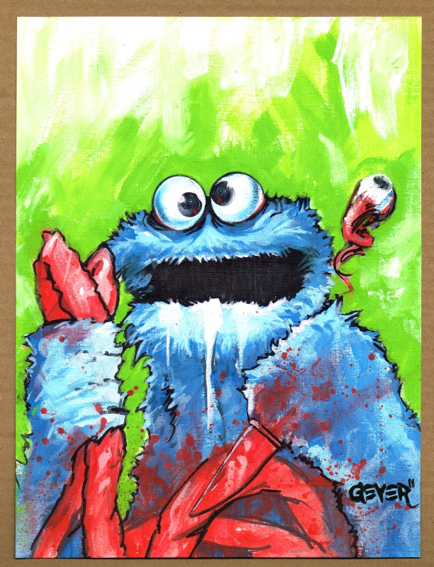 Cookie Monster, in Adam Geyer's Horror Related Art Comic Art Gallery Room