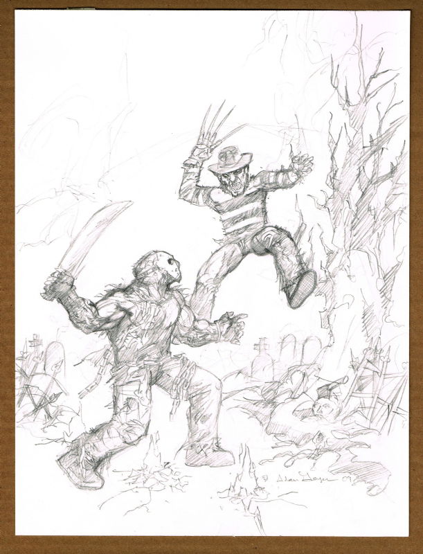 Freddy Vs Jason In Adam Geyer S Horror Related Art Comic Art Gallery Room