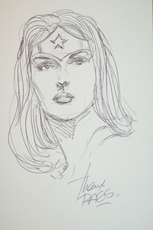 Rags Morales Wonder Woman Head Sketch, In Ron Koomas's Wonder Woman 