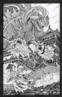 Kimono Girl Vs Godzilla by Bryan Baugh, Comic Art