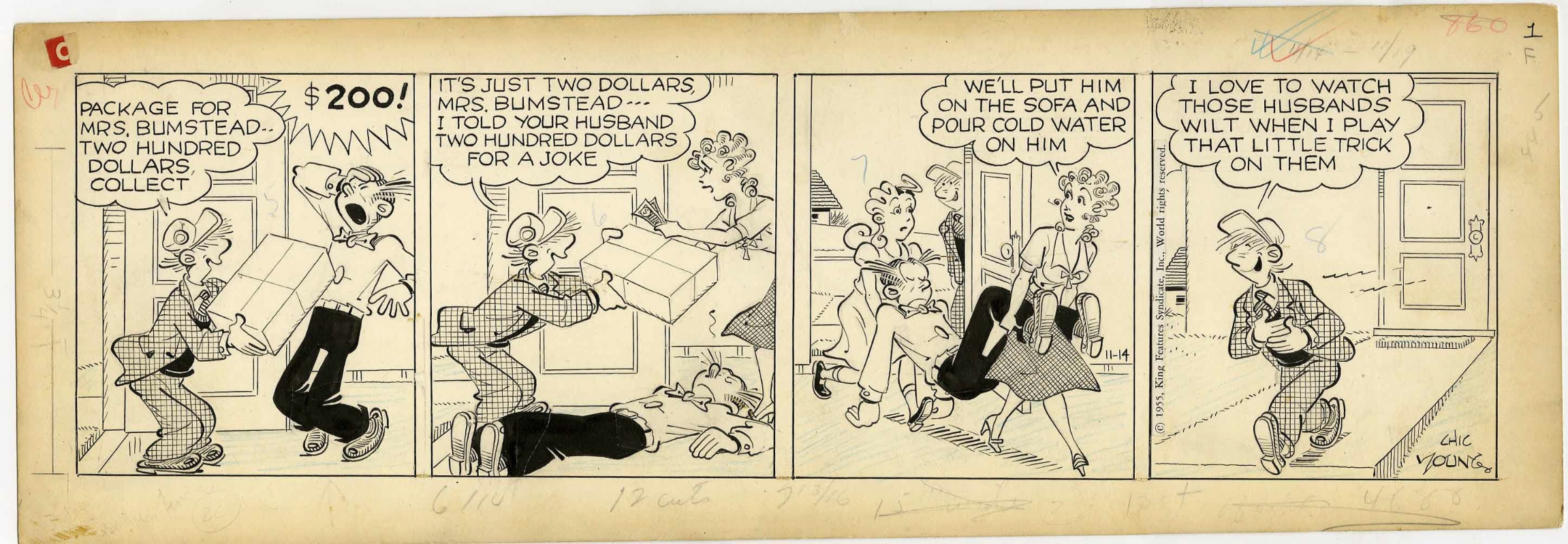 Chic Young, BLONDIE 1955-11-14, in Mark N.'s z Comic Strips Comic Art  Gallery Room