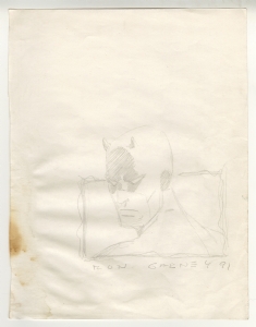 Ron Garney 1991 Daredevil Head Sketch, Comic Art