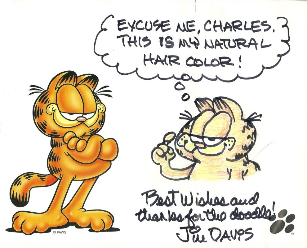 Garfield Drawing Jim Davis In Charles Brubaker S Originals Collection Comic Art Gallery Room