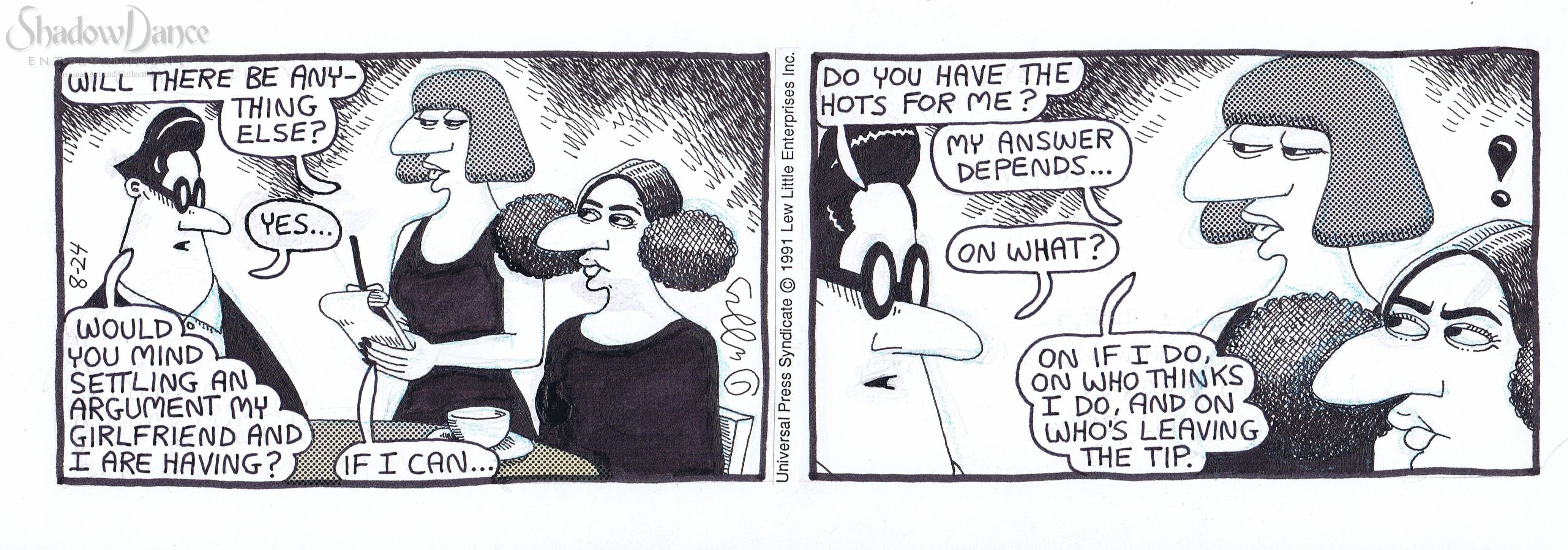 daily comic art J.C. Duffy 8-23-1991, in Dave Kopecki's > COMIC STRIP ART Comic Art Gallery Room