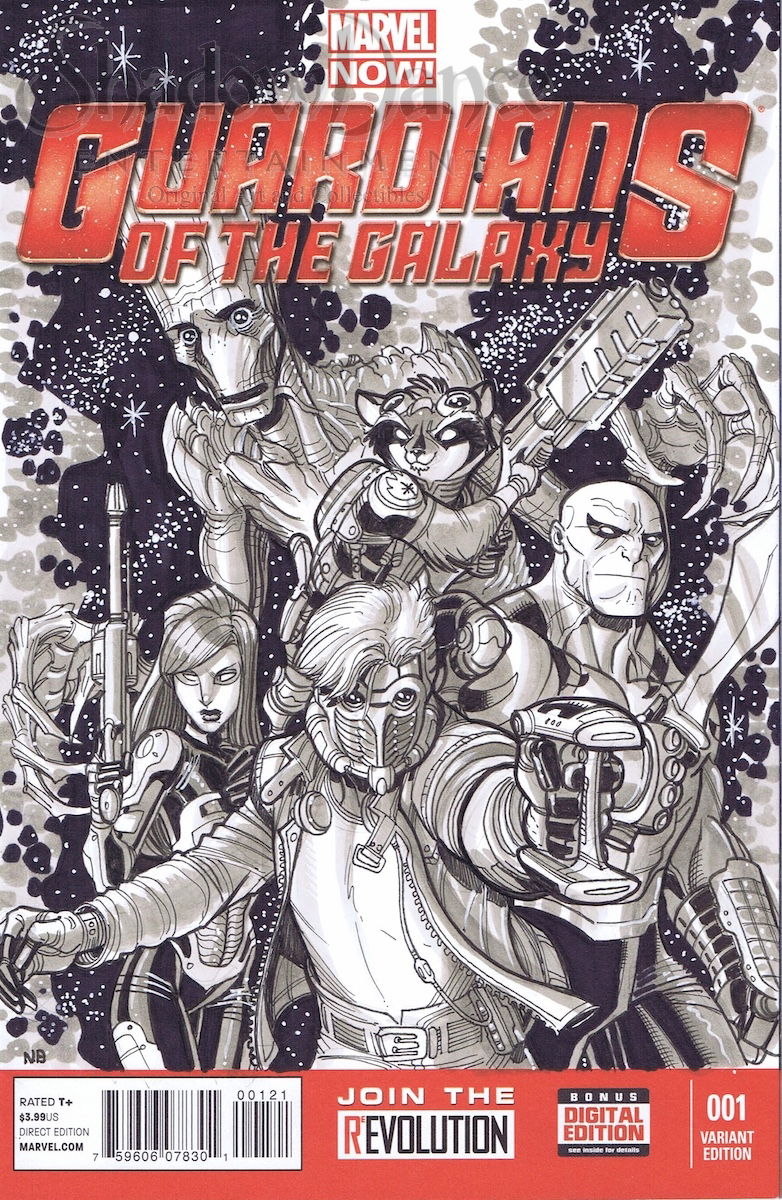 Guardians Of The Galaxy Sketch Cover By Nick Bradshaw In Dave Kopeckis Cosmic Marvel Silver 0805