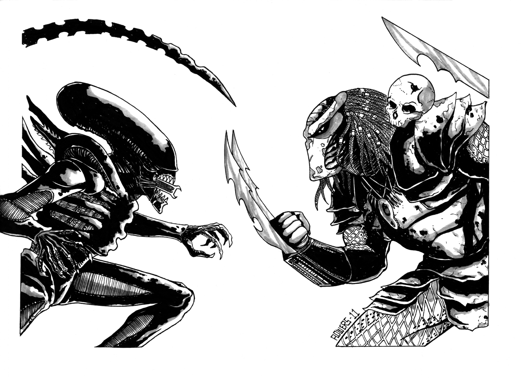 Alien vs. Predator commission by Jason Flowers, in Dave Kopecki's