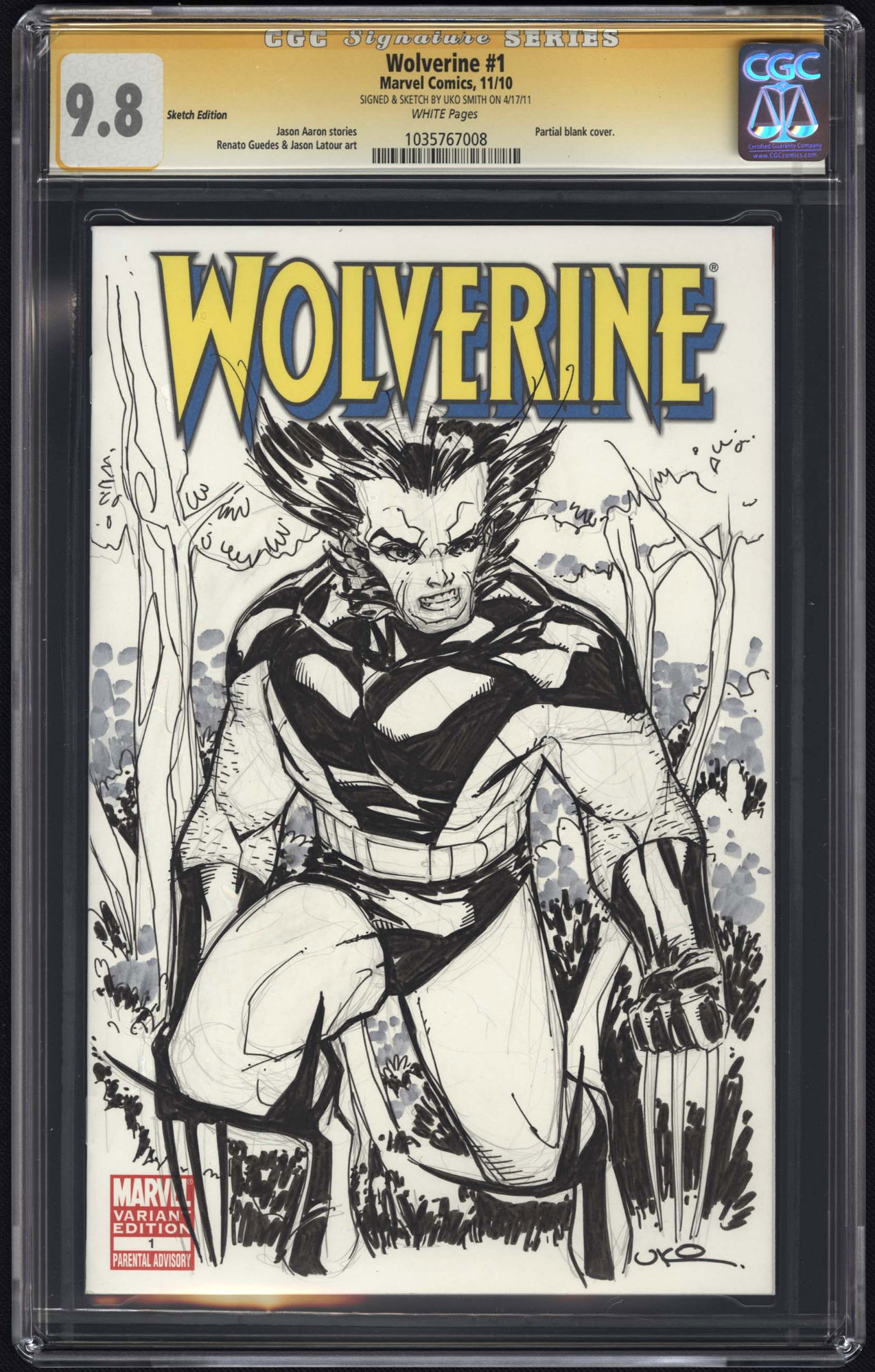 Wolverine sketch cover by Uko Smith - CGC 9.8, in Dave