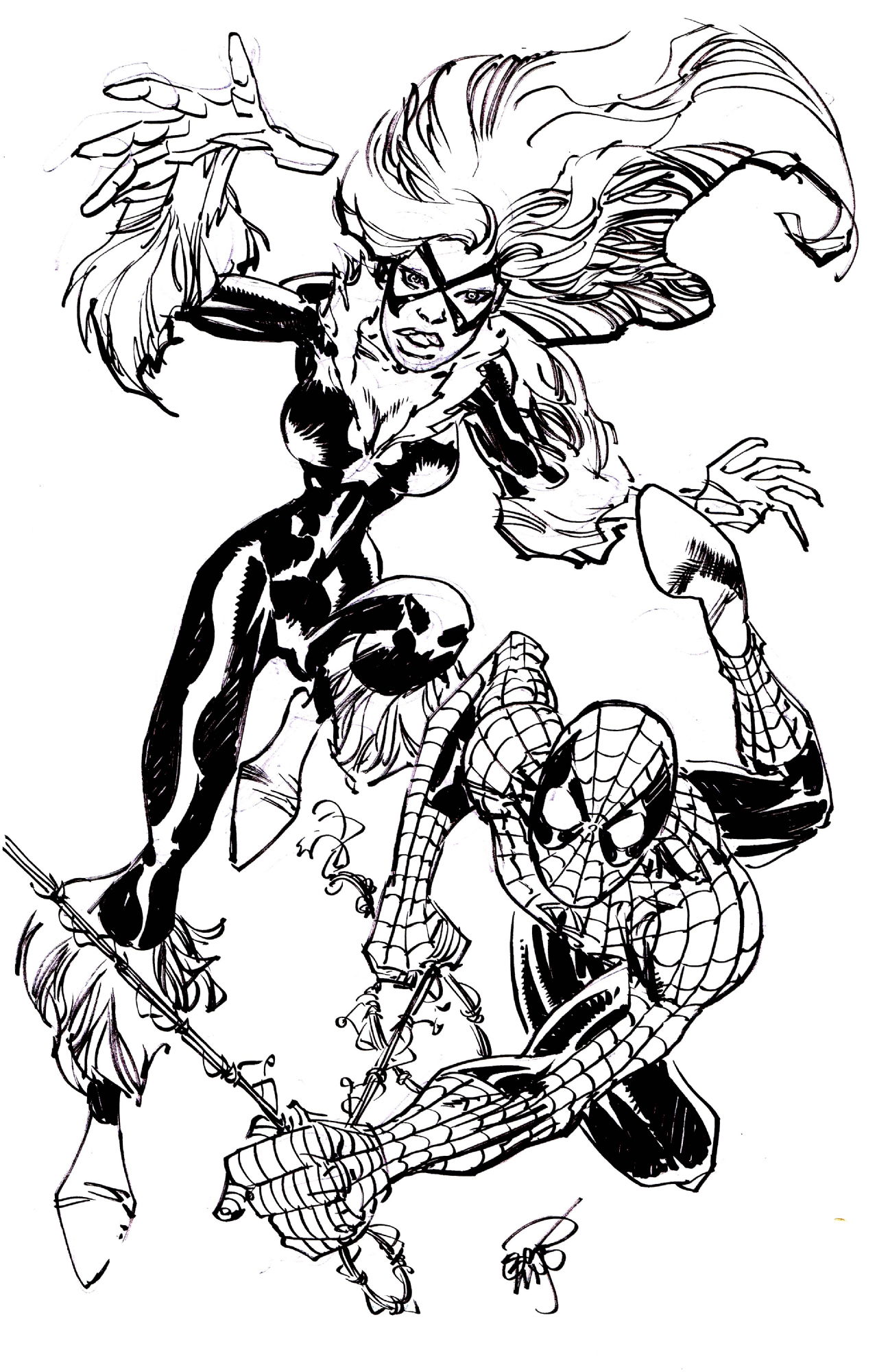 Spider-man and Black Cat commission by Erik Larsen - Big Wow 2015