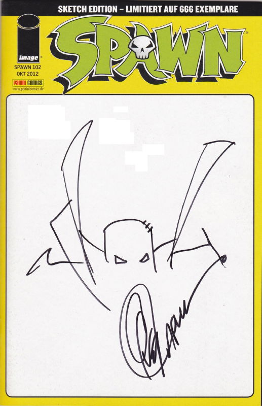 Spawn # 102 Blank Cover ,Spawn Doodle (B ) By Greg Capullo, In Mario B ...