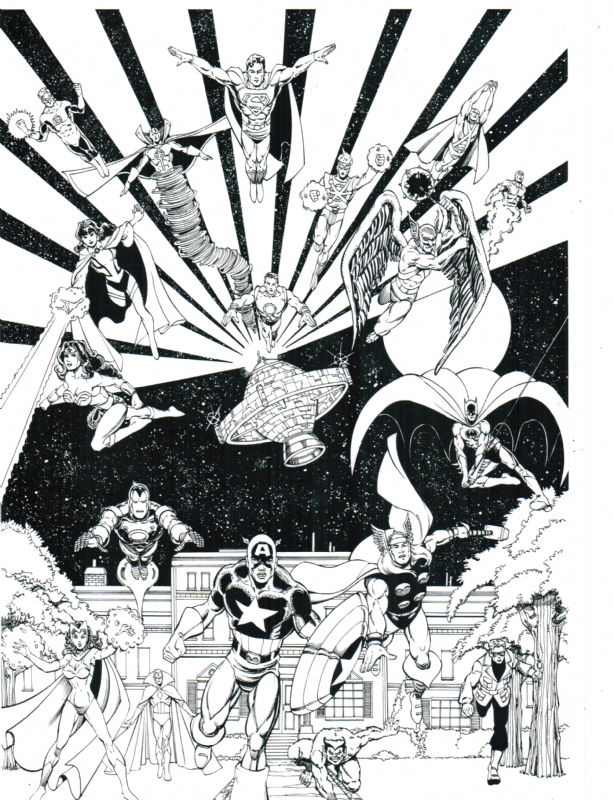 JLA/ Avengers: Batman,Superman,Thor,Ironman, in Mitch Ballard's MLBart ...