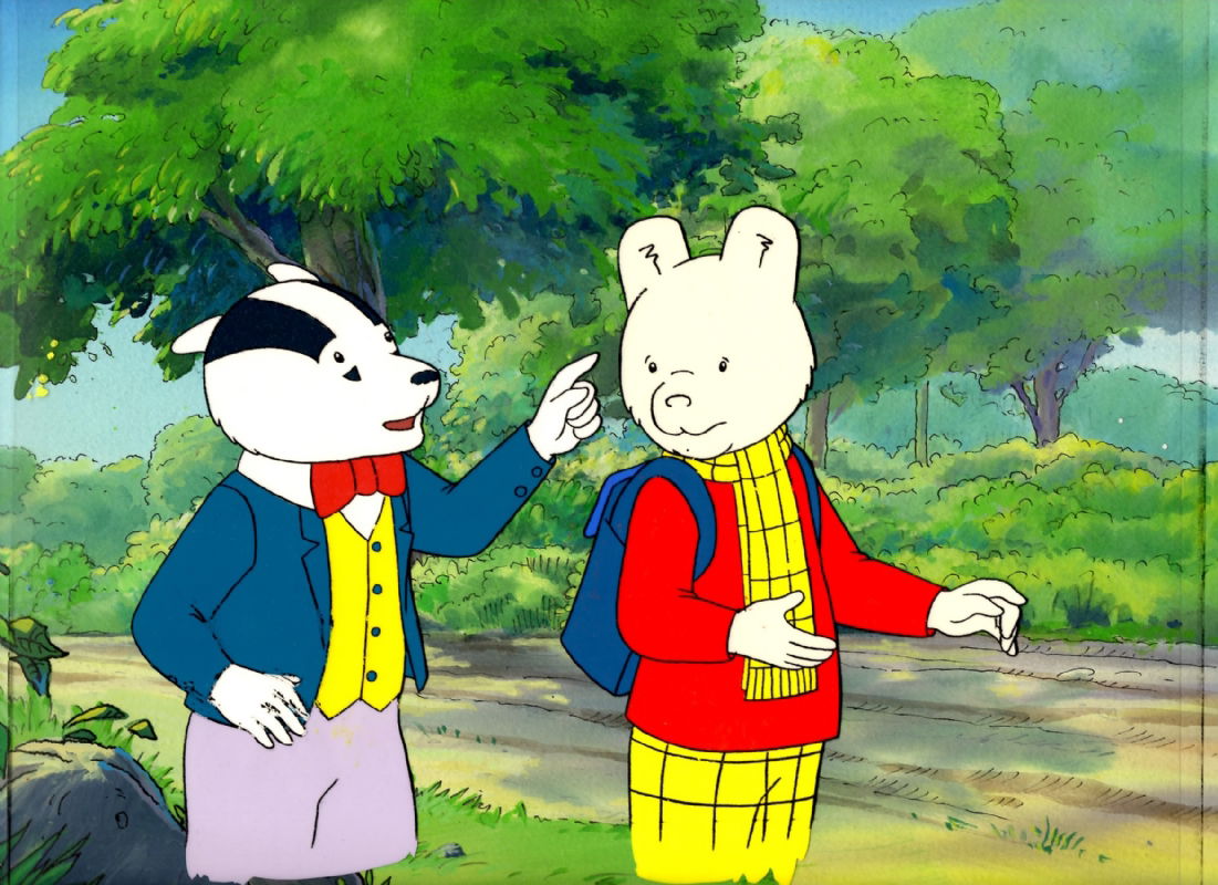 RUPERT BEAR TV SERIES ORIGINAL HAND PAINTED CEL & COPY BACKGROUND