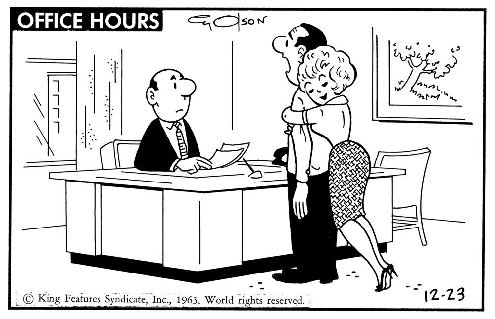 Office Hours -- December 23, 1963, in Lud Hughes's Comic Strips Comic Art  Gallery Room