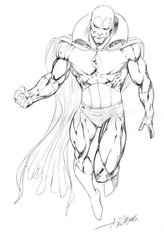 Vision Sketch by Tom Palmer Cool  Comic book drawing Superhero  coloring pages Avengers art