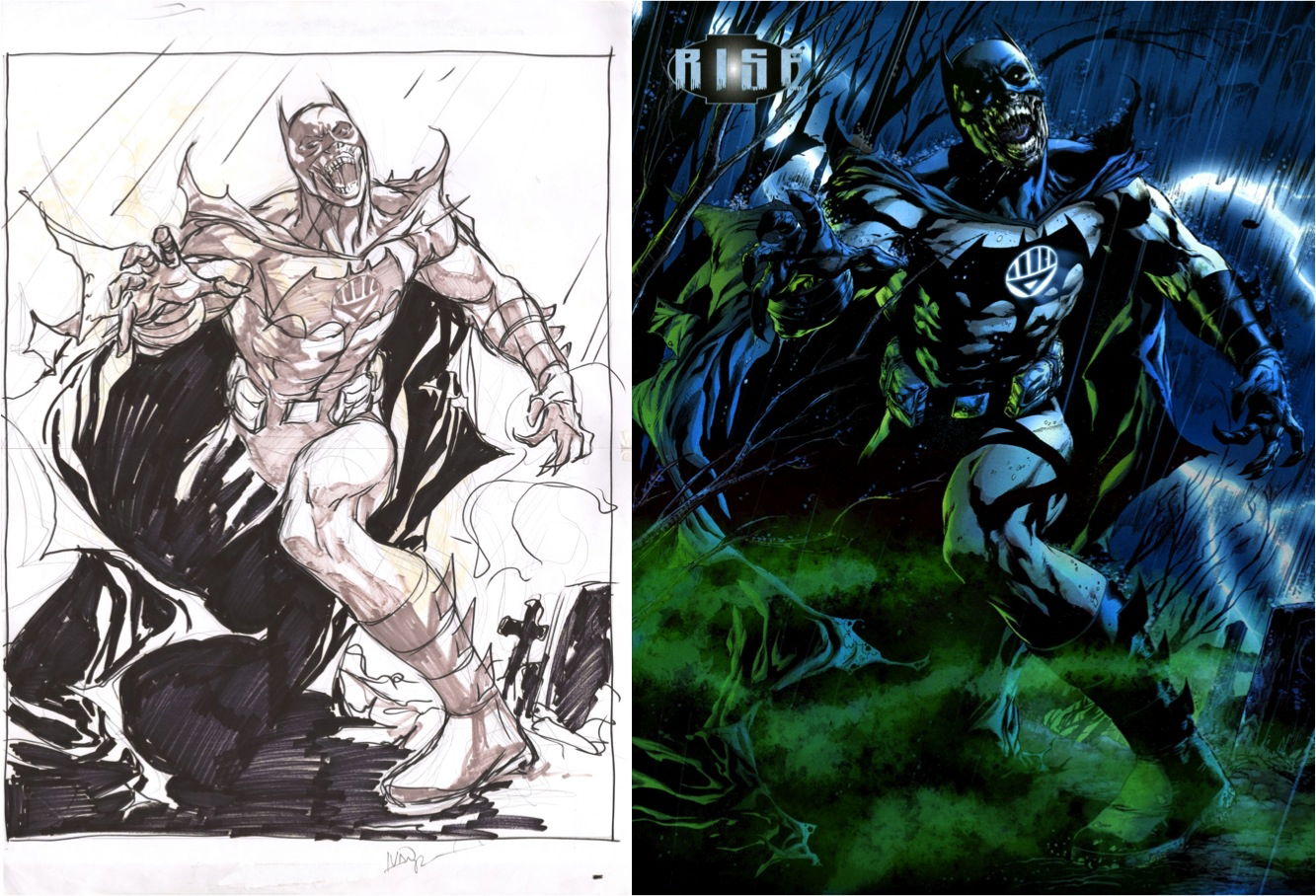 Blackest Night 5 pages 20-21 prelim Batman Zombie - Ivan Reis, in Ivan  Costa's The Ivan Reis Gallery Comic Art Gallery Room