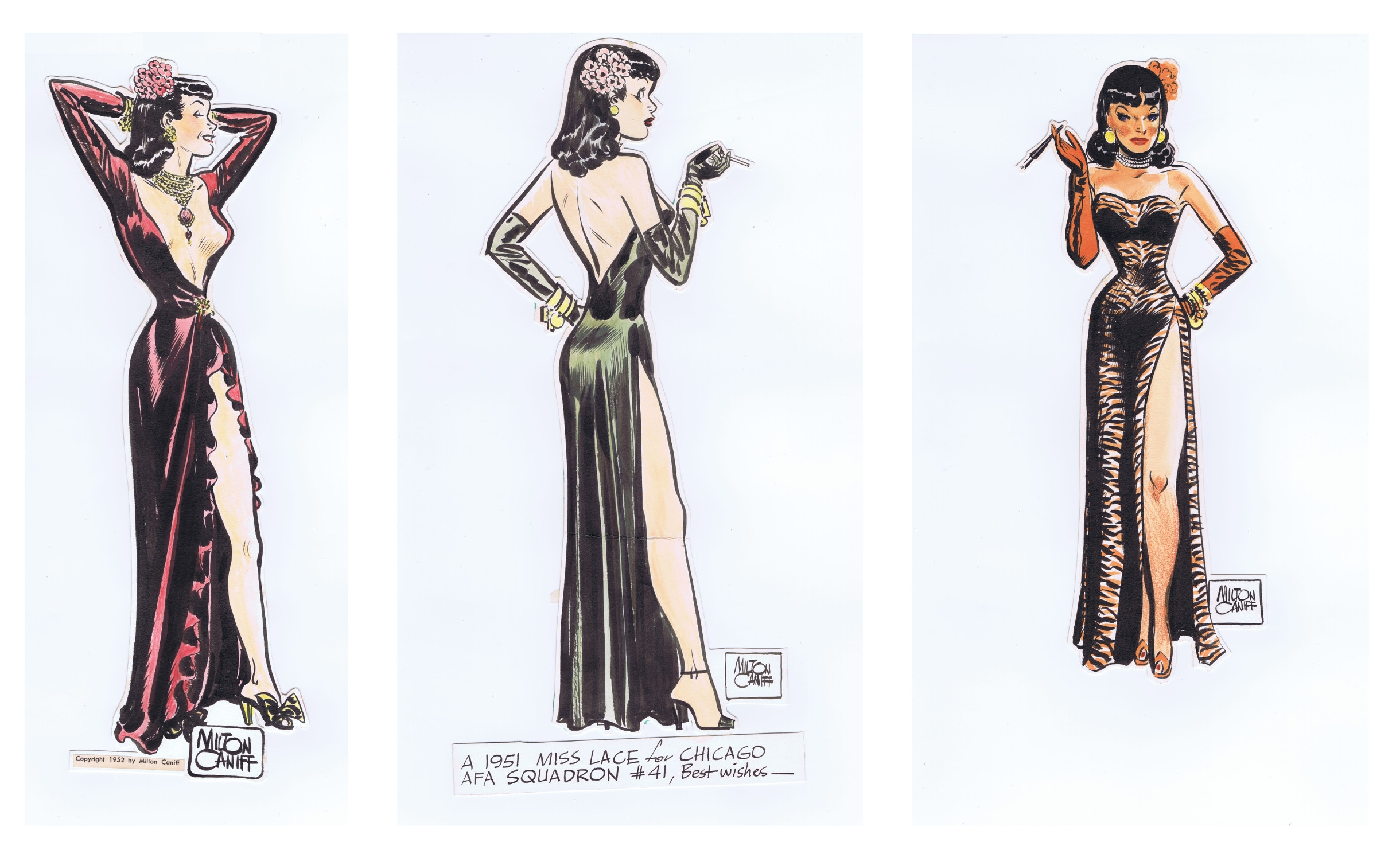 Miss Lace Trio of Original Art by Milton Caniff - Tie Designs, in Jeff ...